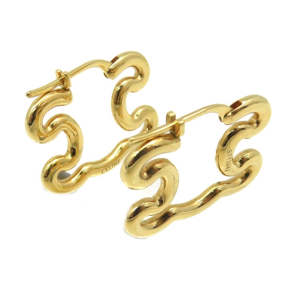 Celine Macadam Logo Gold Earrings Pair With Pouch and Box - Picture 4 of 9